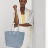 Laurèn Leather-trim Straw Large Brie Tote Bag In Blue