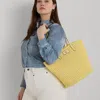 Laurèn Leather-trim Straw Large Brie Tote Bag In Yellow
