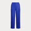Laurèn Linen-blend Twill Cropped Trousers In Blue