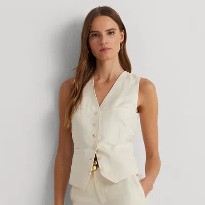 Laurèn Linen-blend Twill Waistcoat In White