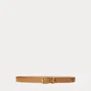 Laurèn Logo-keeper Leather Skinny Belt In Brown