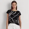 Laurèn Logo-print Cotton-blend Top In Black