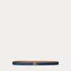 Laurèn Logo Reversible Leather Skinny Belt In Blue