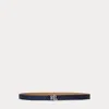 Laurèn Logo Reversible Leather Skinny Belt In Blue