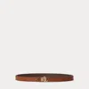 Laurèn Logo Reversible Leather Skinny Belt In Blue