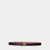 Laurèn Logo Reversible Leather Skinny Belt In Black