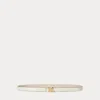 Laurèn Logo Reversible Leather Skinny Belt In White