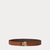Laurèn Logo Reversible Pebbled Leather Belt In Brown