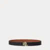 Laurèn Logo Reversible Pebbled Leather Belt In Black