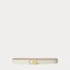 Laurèn Logo Reversible Pebbled Leather Belt In White