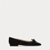 Laurèn Londyn Bow-trim Suede Ballet Flat In Black