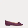 Laurèn Londyn Bow-trim Suede Ballet Flat In Purple