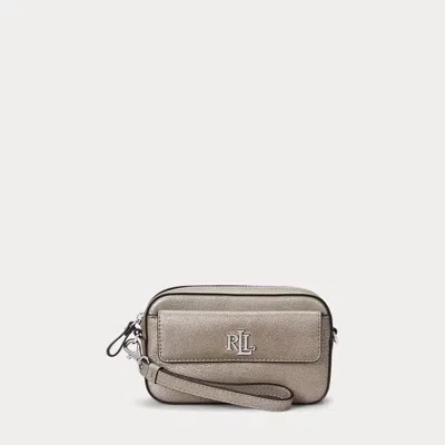 Laurèn Metallic Small Marcy Convertible Pouch In Grey