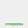 Laurèn Oval-logo Reversible Leather Skinny Belt In Green