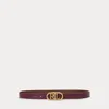Laurèn Oval-logo Reversible Leather Skinny Belt In Brown
