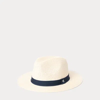 Laurèn Packable Straw Fedora In White