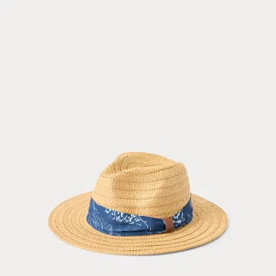 Laurèn Packable Straw Fedora In Neutral