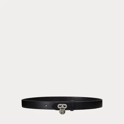 Laurèn Padlock Leather Belt In Black