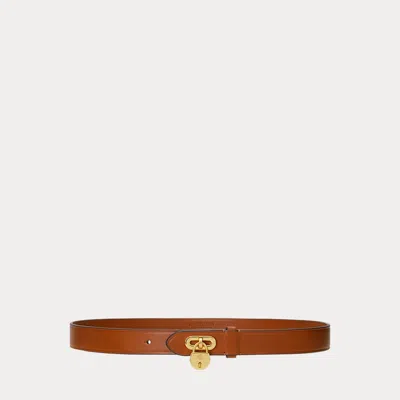 Laurèn Padlock Leather Belt In Brown