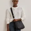 Laurèn Pebbled Leather Large Cameryn Crossbody In Black