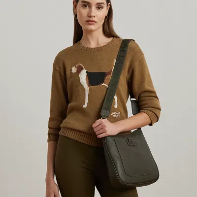 Laurèn Pebbled Leather Large Cameryn Crossbody In Brown