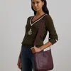 Laurèn Pebbled Leather Large Cameryn Crossbody In Burgundy