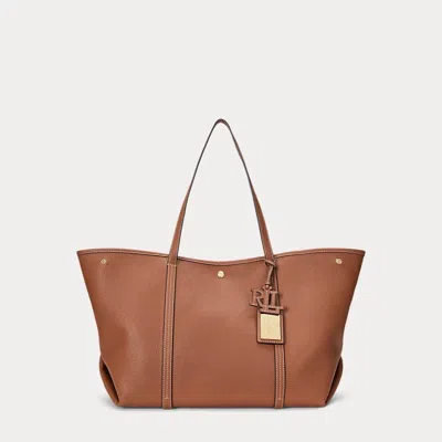 Laurèn Pebbled Leather Large Emerie Tote Bag In Brown