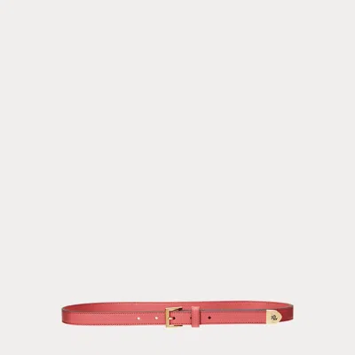 Laurèn Pebbled Leather Skinny Belt In Pink