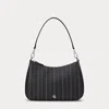 Laurèn Pinstripe Leather Medium Danni Bag In Black
