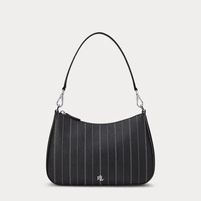 Laurèn Pinstripe Leather Medium Danni Bag In Black