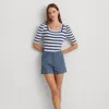 Laurèn Pleated Double-faced Cotton Short In Blue