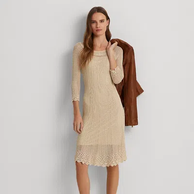 Laurèn Pointelle-knit Dress In Brown