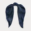 Laurèn Polka-dot Silk Twill Square Scarf In Blue