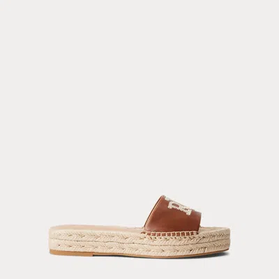 Laurèn Polly Burnished Leather Espadrille In Brown
