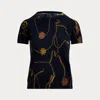 Laurèn Print Cotton-blend Short-sleeve Jumper In Blue