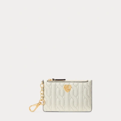 Laurèn Quilted Nappa Leather Zip Card Case In Neutral