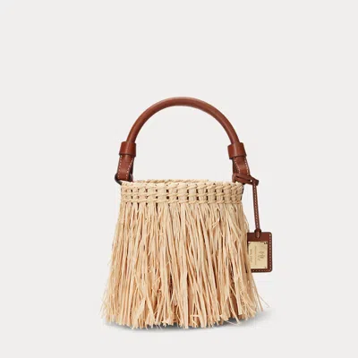 Laurèn Raffia & Leather Small Lucey Bucket Bag In Brown