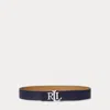 Laurèn Reversible Pebbled Leather Wide Belt In Blue