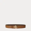 Laurèn Reversible Pebbled Leather Wide Belt In Black