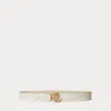 Laurèn Reversible Pebbled Leather Wide Belt In White