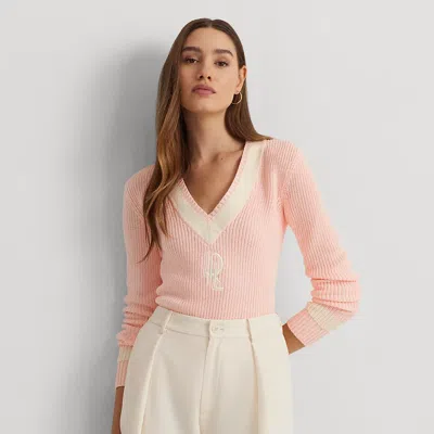 Laurèn Rib-knit Cotton Cricket Jumper In Pink