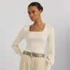 Laurèn Rib-knit Puff-sleeve Jumper In Cream
