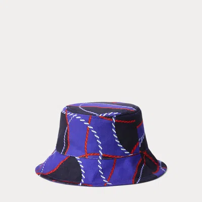 Laurèn Rope-print Reversible Cotton Bucket Hat In Blue