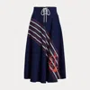 Laurèn Rope-print Twill Lace-up Midi Skirt In Black