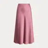 Laurèn Satin Charmeuse Midi Skirt In Pink