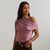 Laurèn Satin Charmeuse Off-the-shoulder Blouse In Pink