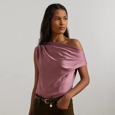 Laurèn Satin Charmeuse Off-the-shoulder Blouse In Pink