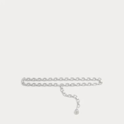 Laurèn Silver-tone Padlock-charm Chain Belt In Neutral