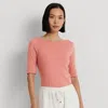 Laurèn Stretch Cotton Boatneck Tee In Pink