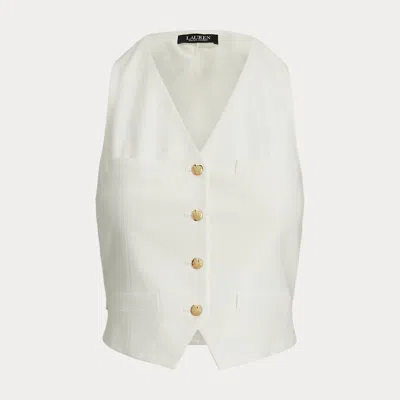 Laurèn Stretch Cotton Canvas & Twill Vest In White
